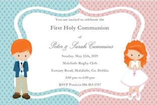 Personalised First Communion Invitations Girl Boy Twins New Design 3