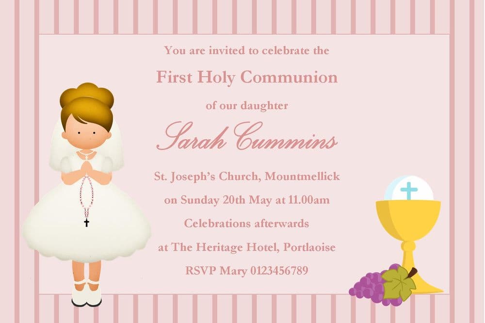 Girl First Communion Invitation Cards Personalised First Holy