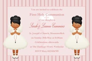 Personalised First Communion Invitations Girl Twins New Design 2