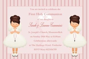 Personalised First Communion Invitations Girl Twins New Design 3