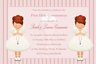 Personalised First Communion Invitations Girl Twins New Design 4