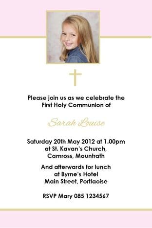Personalised First Communion Invitations Photo Girl 4