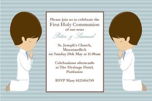 Personalised First Communion Invitations Son Boy Twins