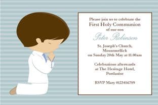 Personalised First Communion Invitations Son Design 10