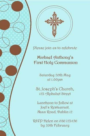 Personalised First Communion Invitations Son Design 7