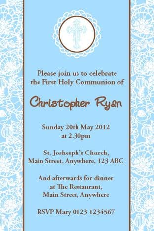 Personalised First Communion Invitations Son Design 8