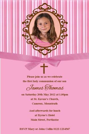 Personalised First Communion Photo Invitations Daughter Design 11