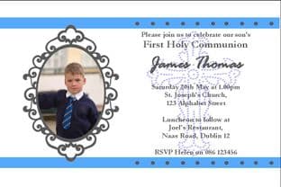 Personalised First Communion Photo Invitations Son Design 10