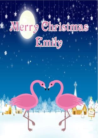Personalised Flamingo Christmas Card