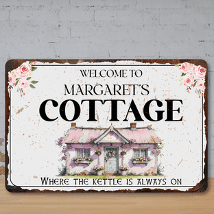 Personalised Floral Cottage Vintage Style Metal Sign