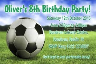 Personalised Football Theme Invitations
