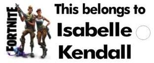 Personalised Fortnite Keyring School Bag Name Tag