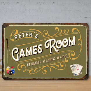 Personalised Games Room Faux Rusted Vintage Style Metal Sign