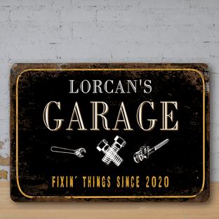 Personalised Garage Faux Rusted Vintage Style Metal Sign