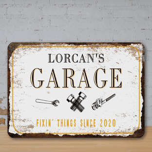 Personalised Garage Faux Rusted Vintage Style Metal Sign 2