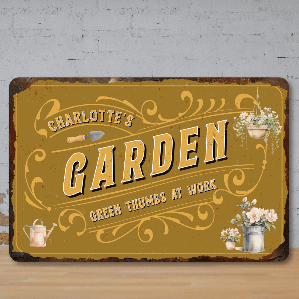 Personalised Garden Faux Rusted Vintage Style Metal Sign