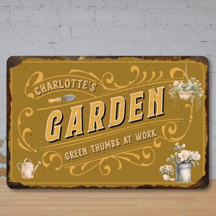 Personalised Garden Faux Rusted Vintage Style Metal Sign