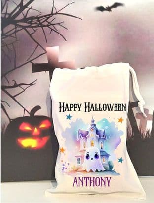 Personalised Ghost Drawstring Treat Bag