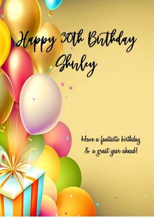 Personalised Gift and Balloons Birthday Card