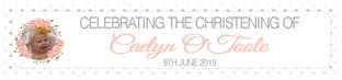 Personalised Girl Christening Flowers Border Banner
