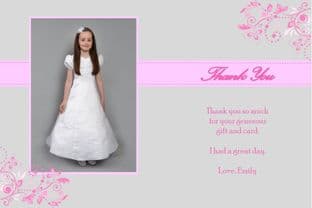 Personalised Girl Communion OR Confirmation Photo Thank You Card Design 3