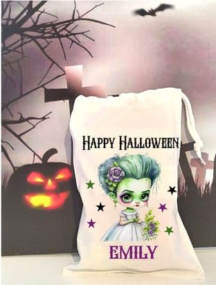 Personalised Girl Monster Drawstring Treat Bag