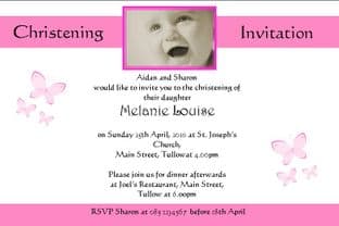 Personalised Girl Photo Christening Invitations Design 1