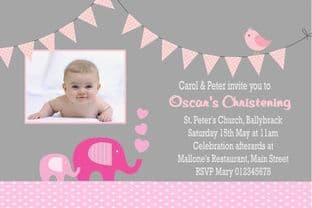 Personalised Girl Photo Christening Invitations Design 10