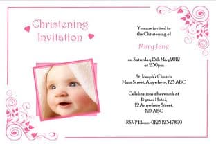 Personalised Girl Photo Christening Invitations Design 3