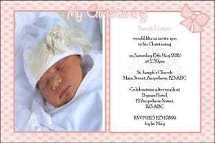 Personalised Girl Photo Christening Invitations Design 4