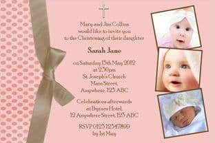 Personalised Girl Photo Christening Invitations Design 5