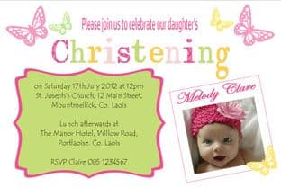 Personalised Girl Photo Christening Invitations Design 6