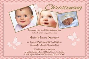 Personalised Girl Photo Christening Invitations Design 7