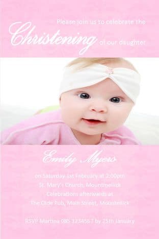 Personalised Girl Photo Christening Invitations Design 8