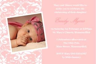 Personalised Girl Photo Christening Invitations Design 9