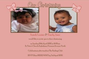 Personalised Girl Twins Christening Photo Invitations