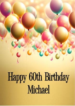 Personalised Gold & Balloons Birthday Card