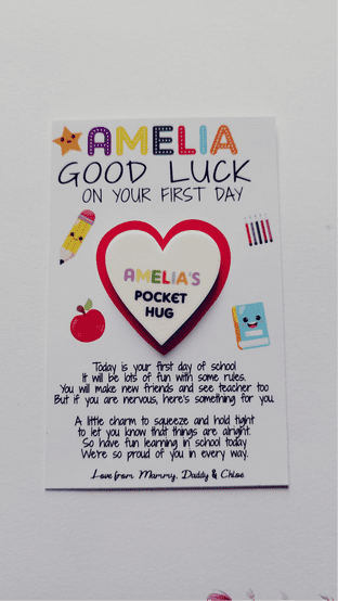 Personalised Good Luck 1st Day of School or Class Pocket Hug