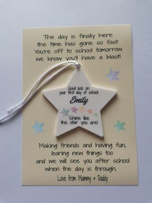 Personalised Good Luck 1st Day of School Star with Poem