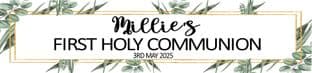 Personalised Green Leaves & Gold Communion Banner