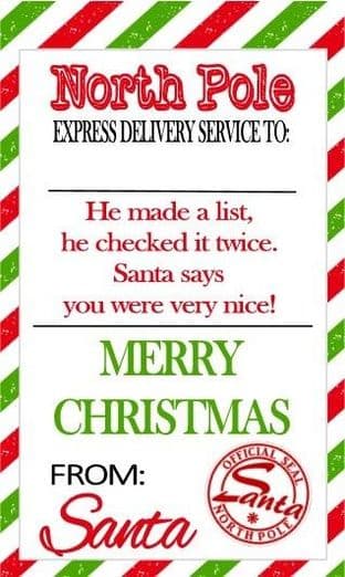 Personalised Green Red Stripe Christmas Gift Tags