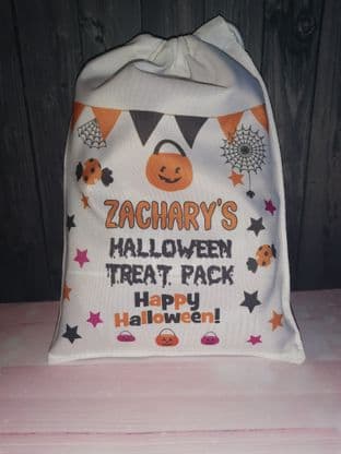 Personalised Halloween Drawstring Treat Bag