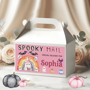 Personalised Halloween Pink Spooky Mail Treat Box- Empty.