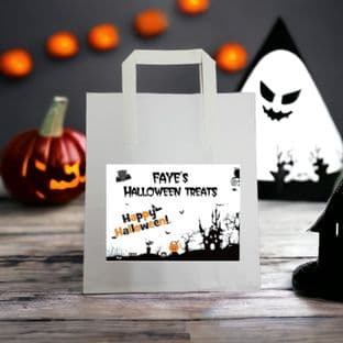 Personalised Halloween Treat Paper bag & Sticker