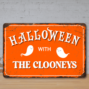 Personalised Halloween With Faux Rusted Halloween Metal Sign