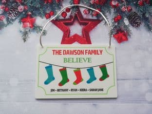 Personalised Hanging Stockings Family Plaque