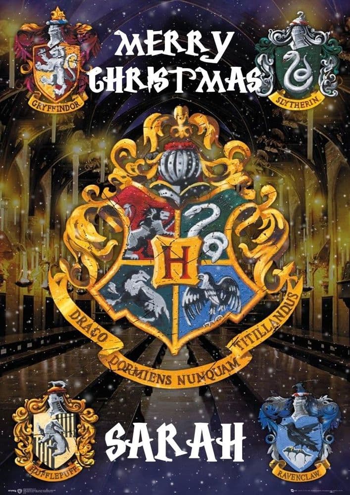 Personalised Harry Potter Crests Christmas Card personalised-harry-potter-crests-christmas-card