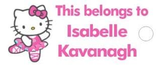 Personalised Hello Kitty Keyring School Bag Name Tag