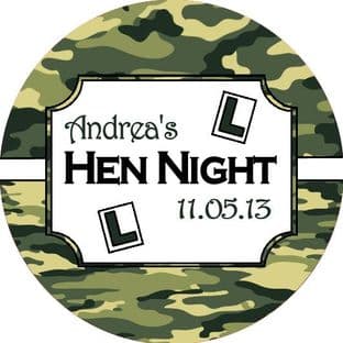 Personalised Hen Night Army Theme Sticker