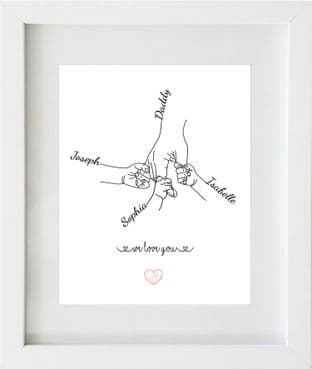 Personalised Holding Hands with Dad Print (up to 5 name)